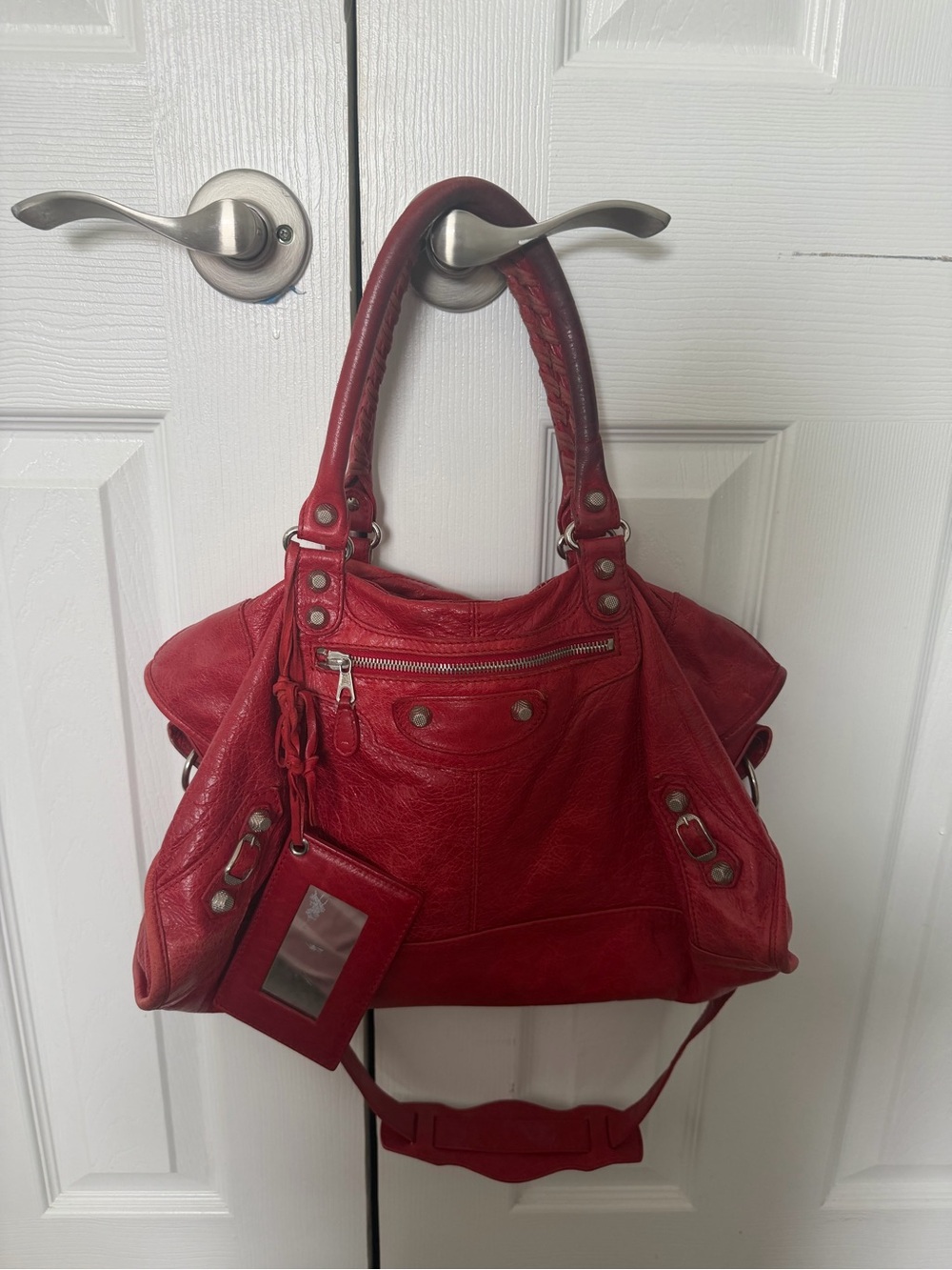 Vintage Balenciaga Red Leather City Bag